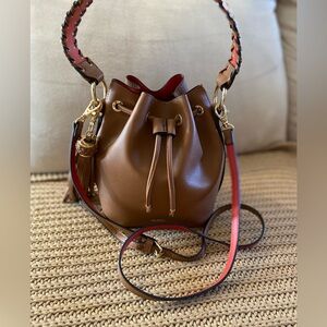 Aldo Dororyth Brown Faux Leather Drawstring Bucket Bag